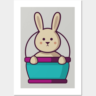sweet easter bunny in the easter basket Posters and Art